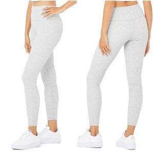 ALO YOGA High-Waist Micro Waffle LowKey Legging Athletic Heather Grey XXS